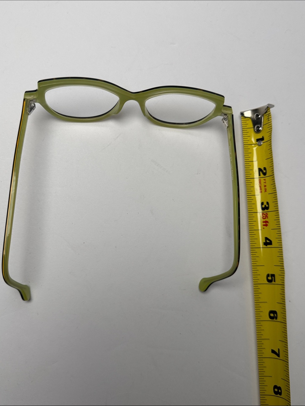 ANNE ET VALENTIN Tortoiseshell Pale Green Slight Cat-Eye Glasses Made in France - Picture 9 of 10